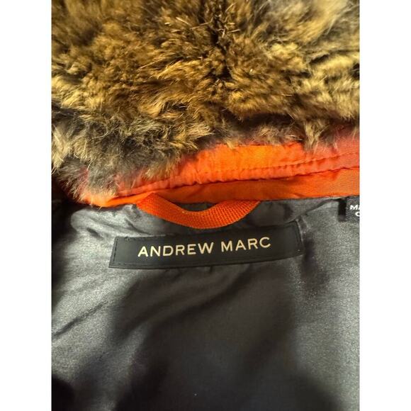 Andrew Marc Down Bomber Jacket Orange Inky L - Picture 9 of 16